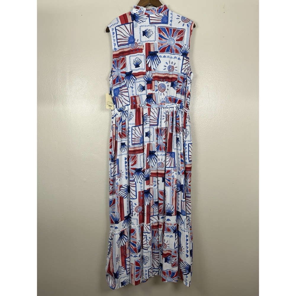 St John's Bay Women's XL‎ Sleeveless Dress Red White Blue Vacation Travel NEW - Picture 2 of 10